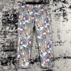 Robell Pants Womens Size 8 US Lena 09 Paisley Hippie Button Ankle Pull On Stretc